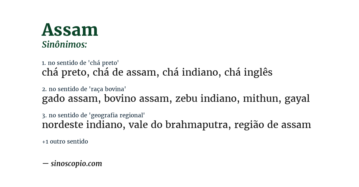 Sinônimo de assam