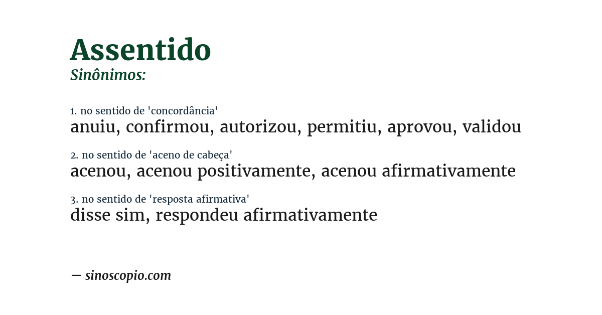 Sinônimo de assentido