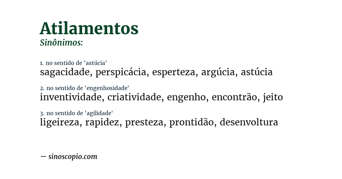 Sinônimo de atilamentos