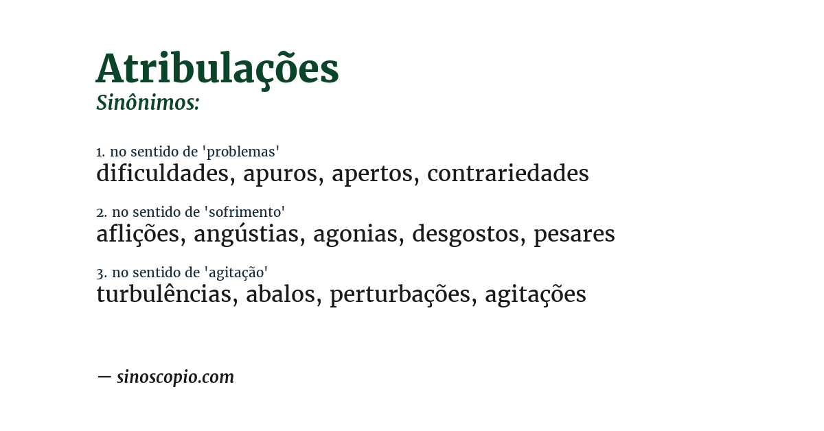 Sinônimo de atribulações