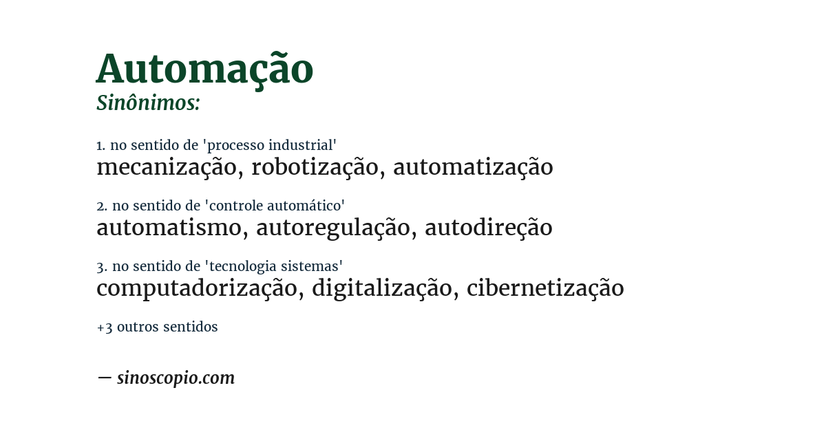 Sinônimo de automação