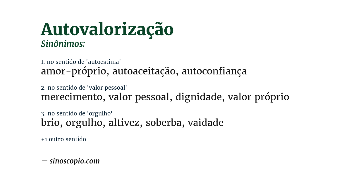 Sinônimo de autovalorização