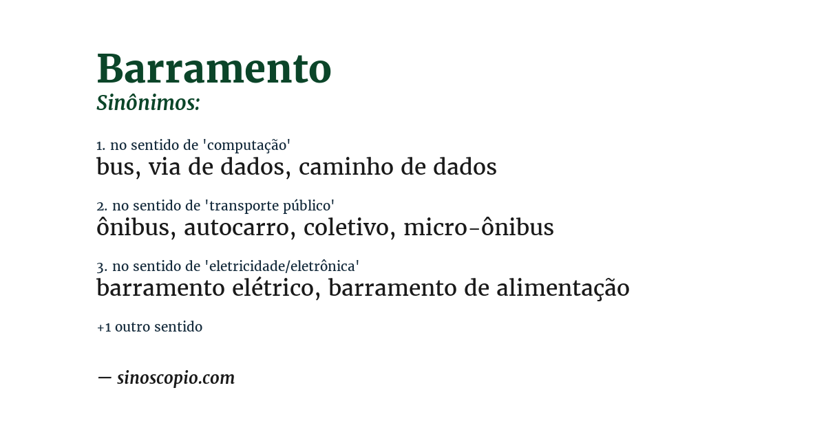 Sinônimo de barramento