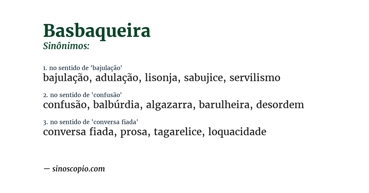 Sinônimo de basbaqueira