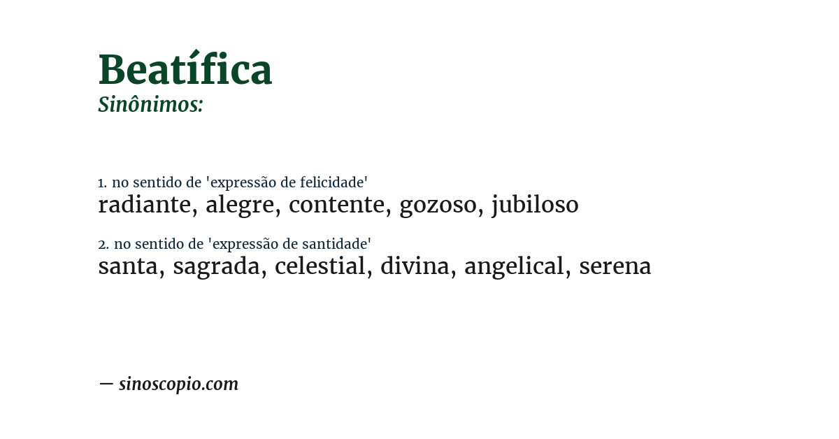 Sinônimo de beatífica