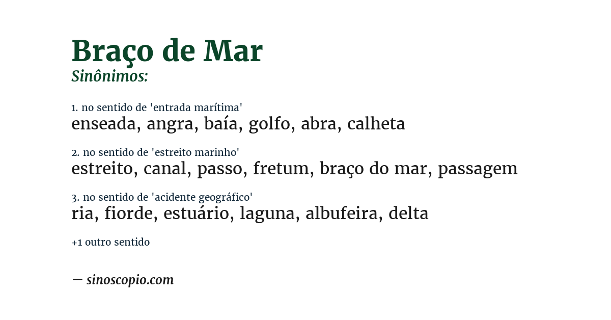 Sinônimo de braço de mar