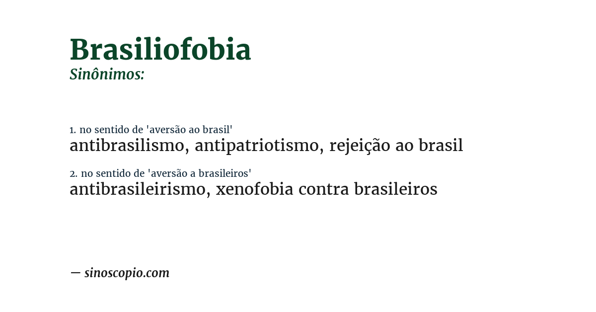 Sinônimo de brasiliofobia