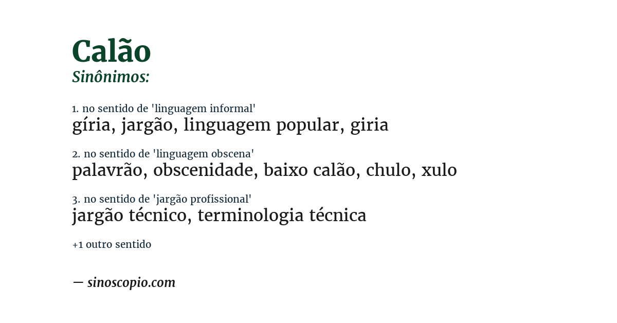 Sinônimo de calão