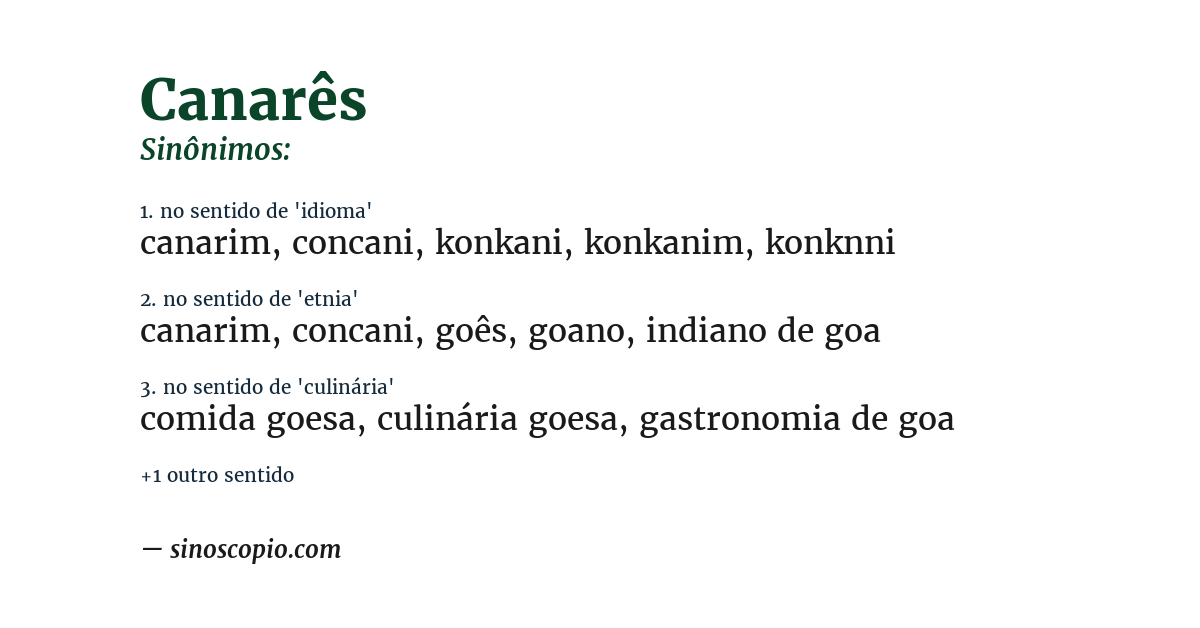 Sinônimo de canarês