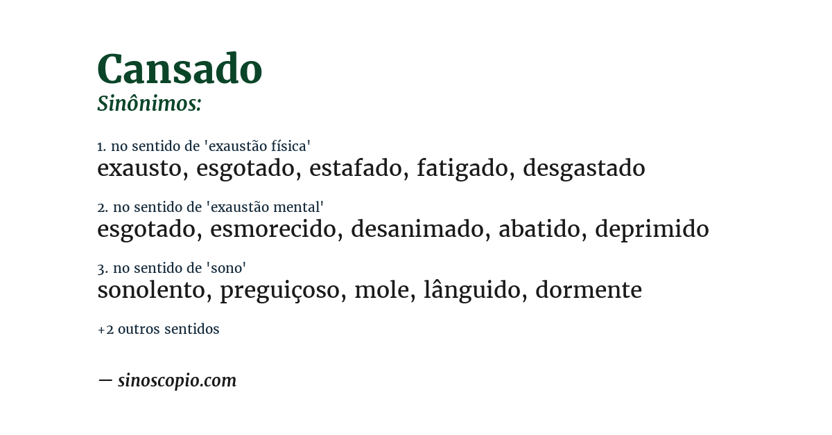 Sinônimo de cansado