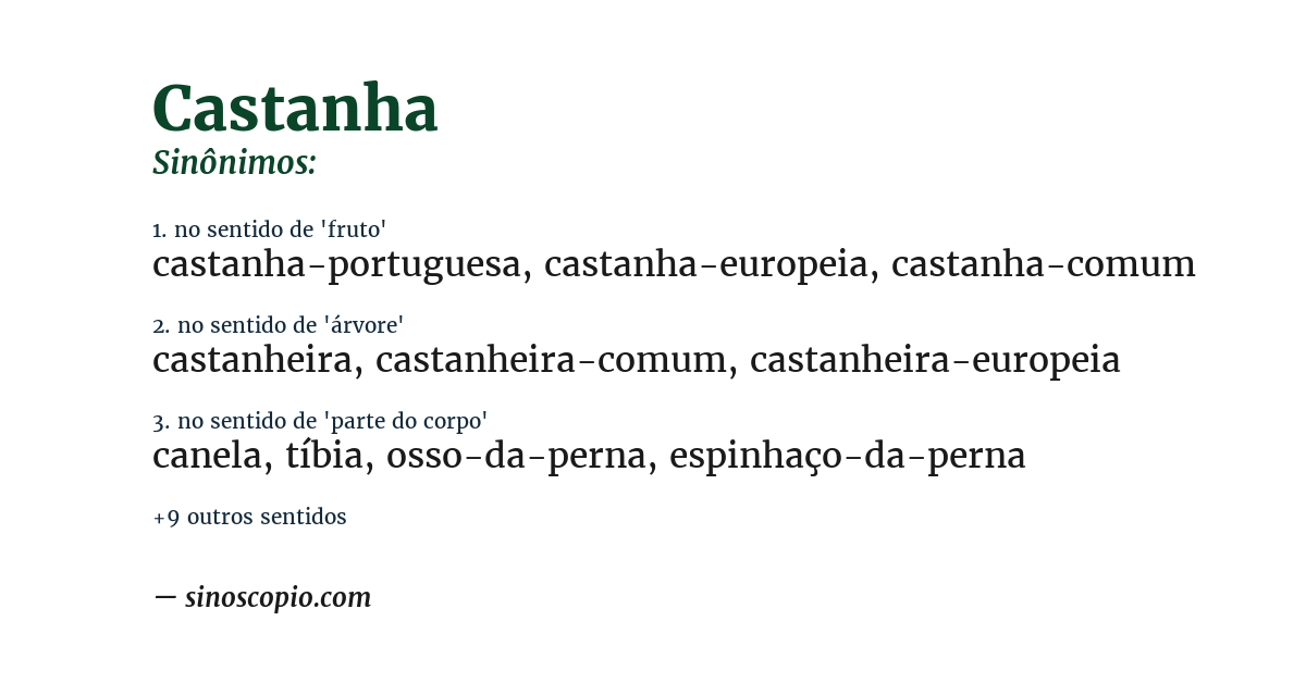 Sinônimo de castanha