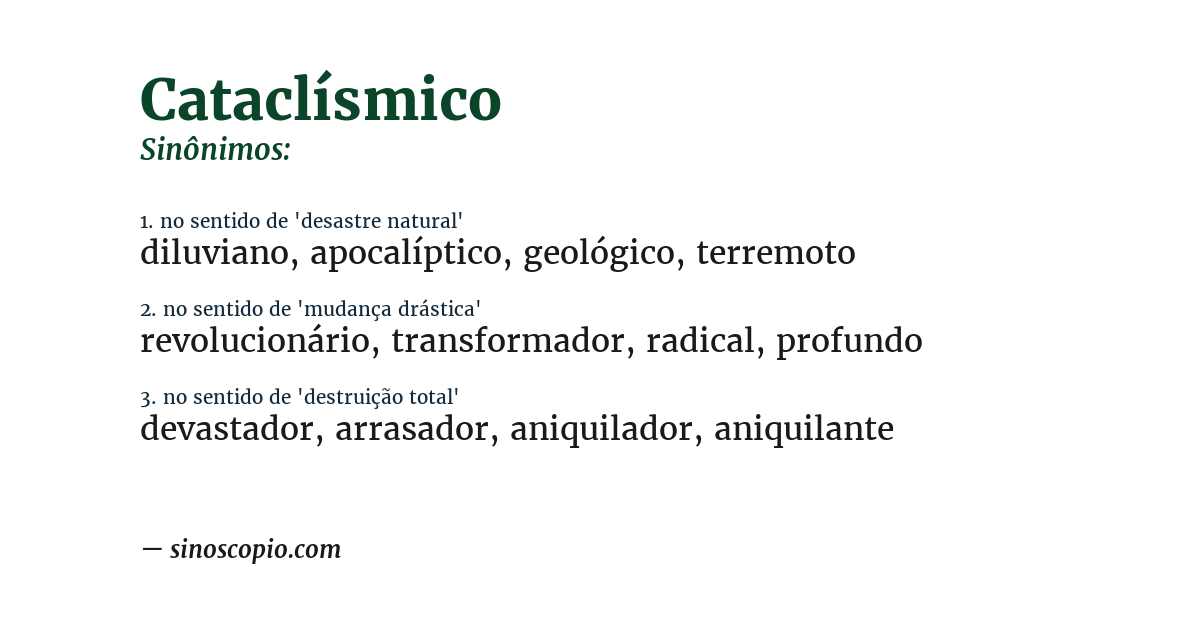 Sinônimo de cataclísmico