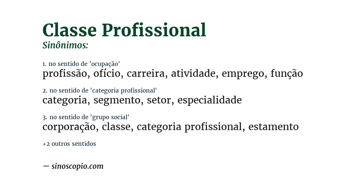 Sinônimo de classe profissional