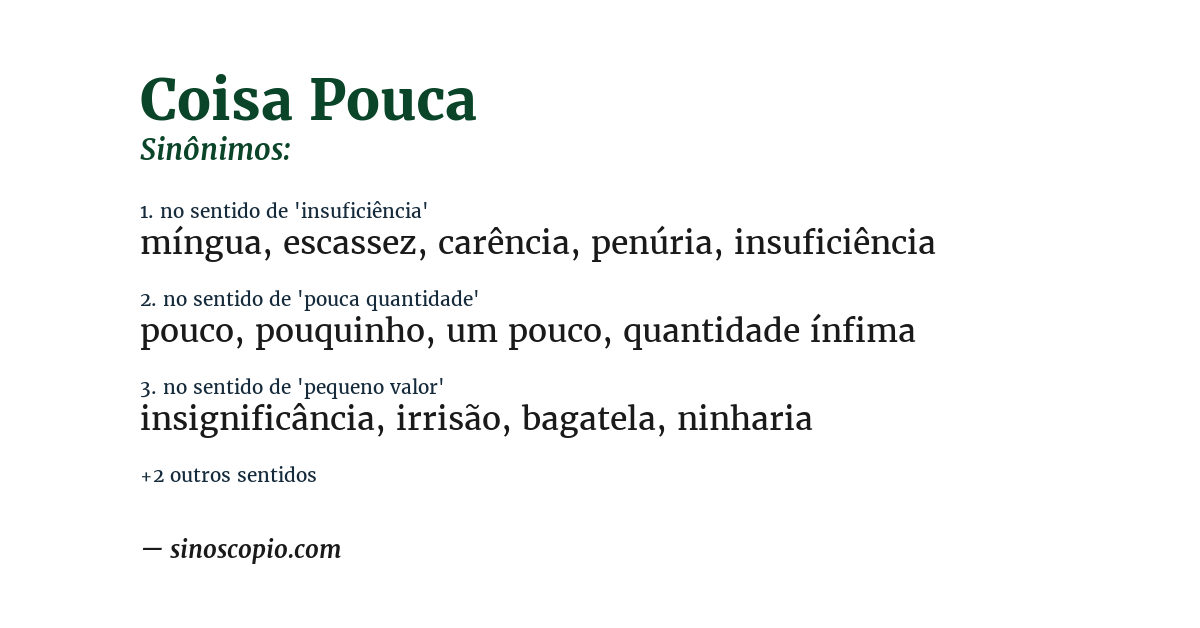 Sinônimo de coisa pouca