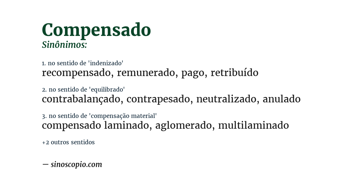 Sinônimo de compensado