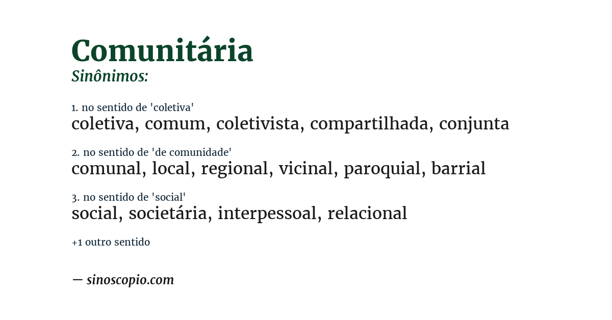 Sinônimo de comunitária