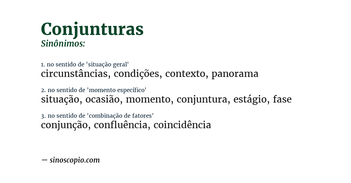 Sinônimo de conjunturas