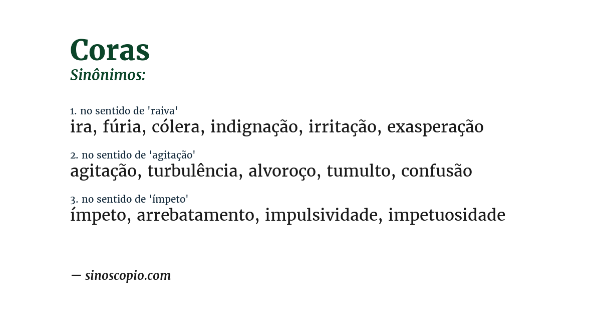 Sinônimo de coras