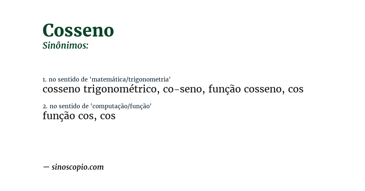 Sinônimo de cosseno