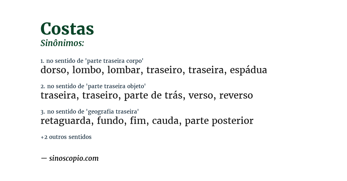 Sinônimo de costas