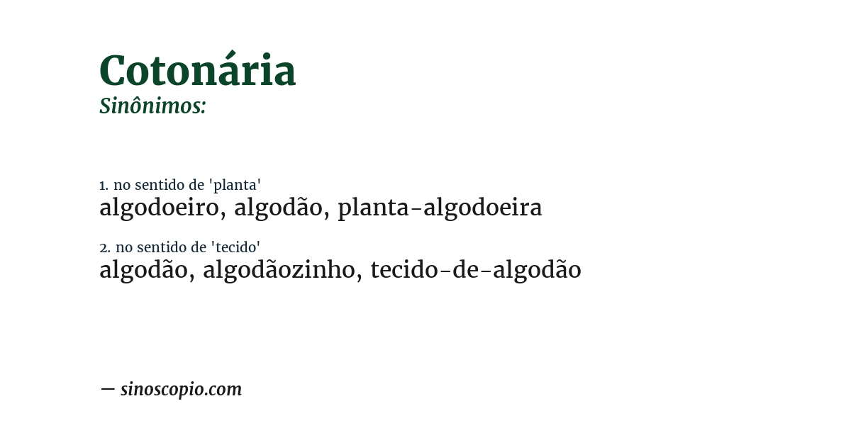 Sinônimo de cotonária