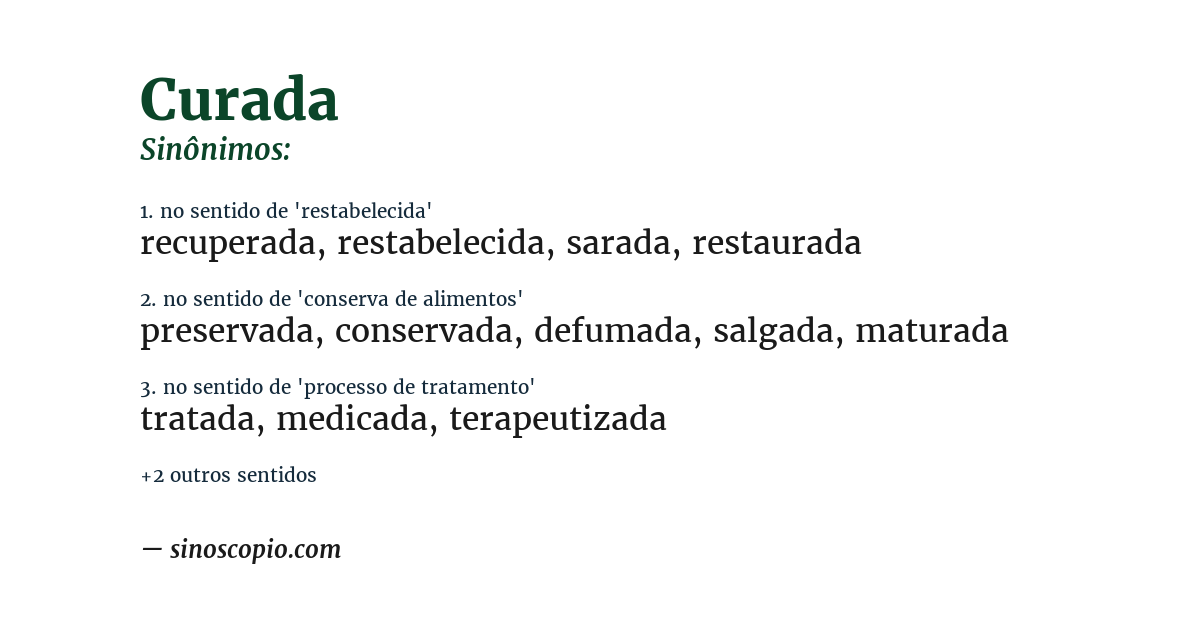 Sinônimo de curada