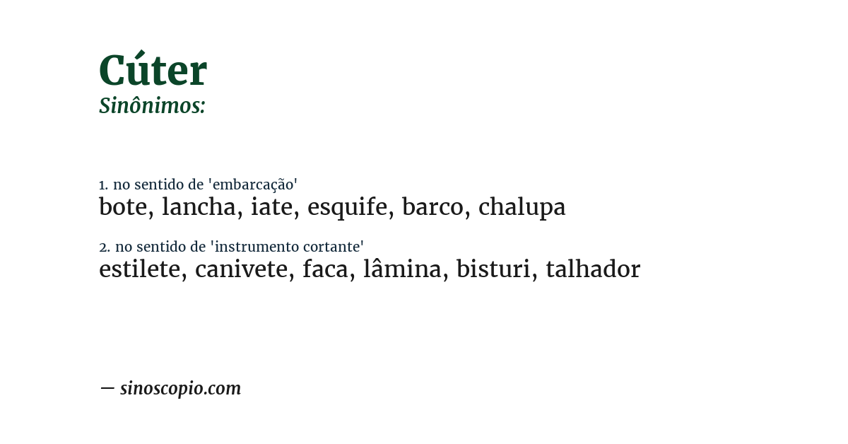 Sinônimo de cúter