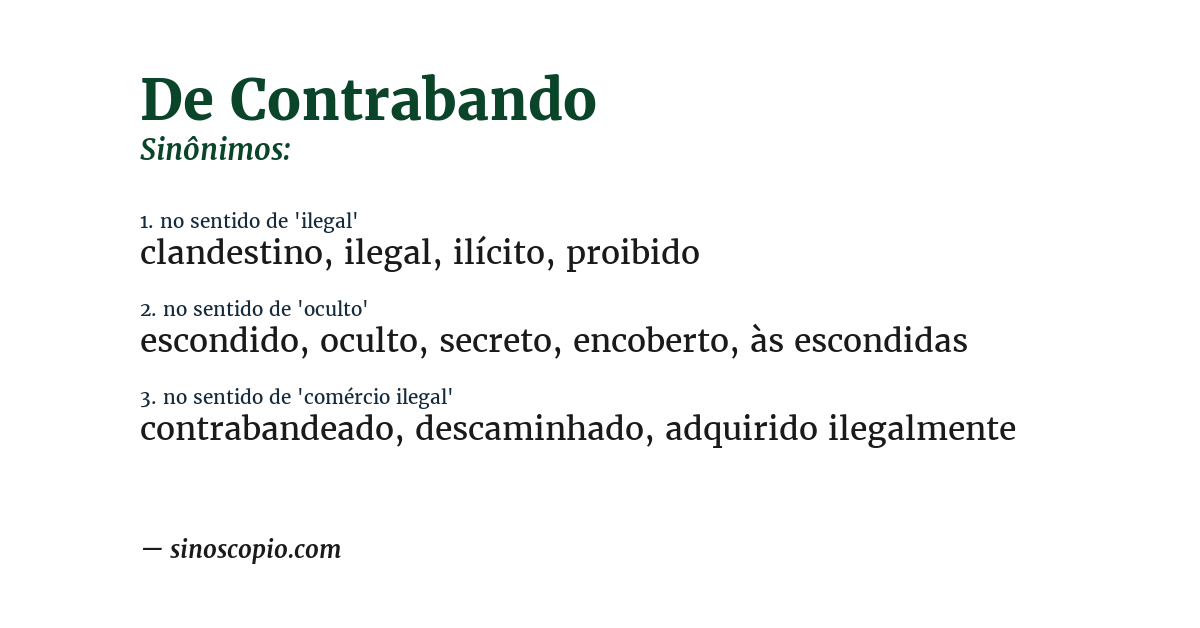 Sinônimo de de contrabando