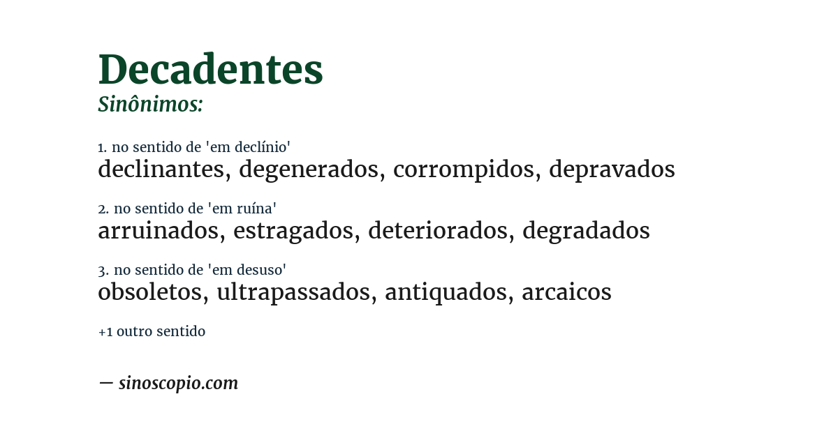 Sinônimo de decadentes