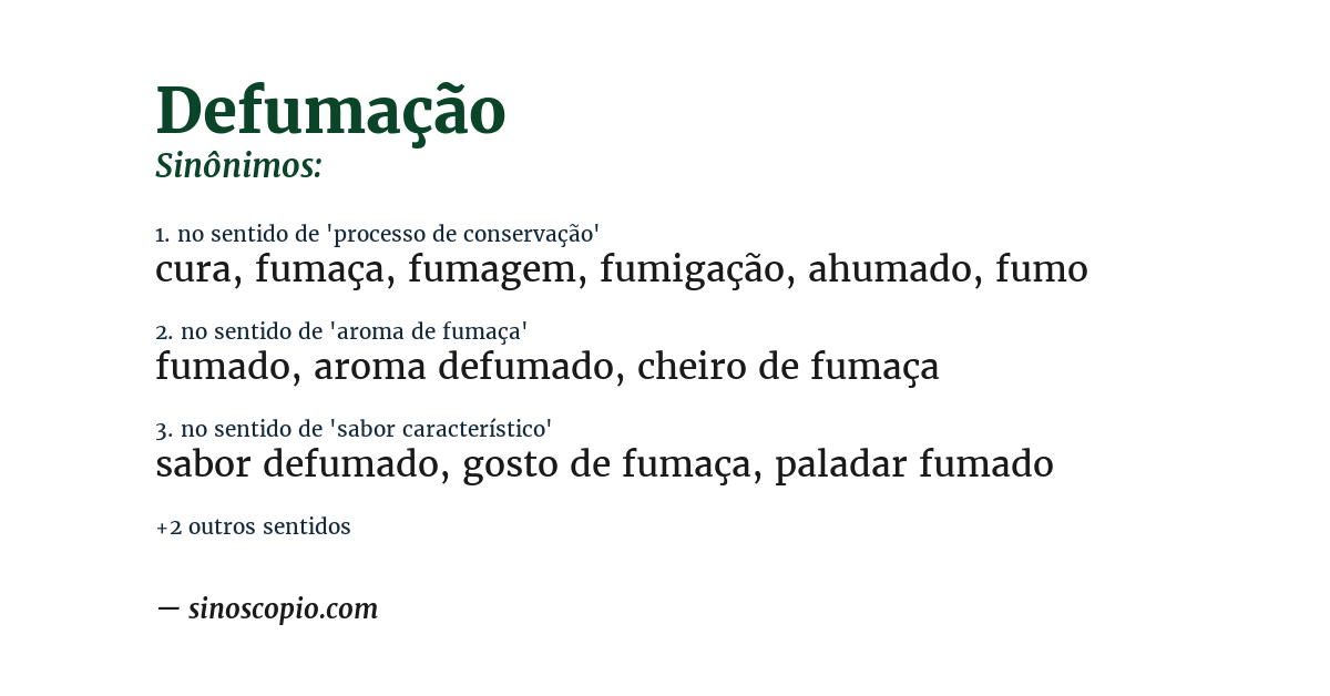 Sinônimo de defumação