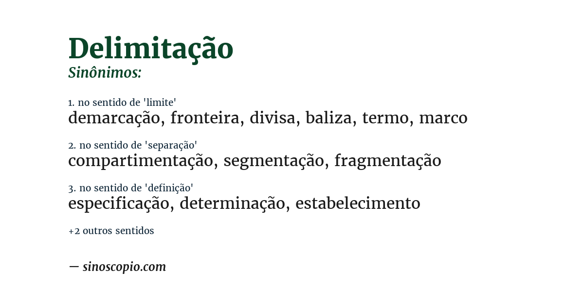 Sinônimo de delimitação