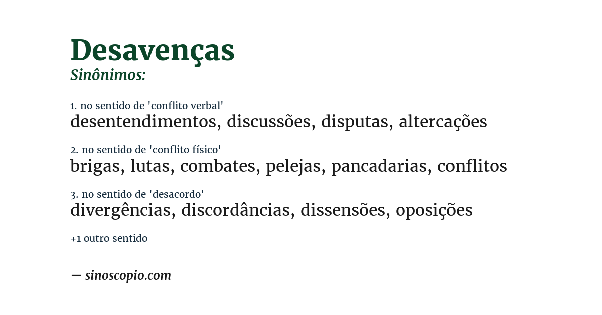 Sinônimo de desavenças