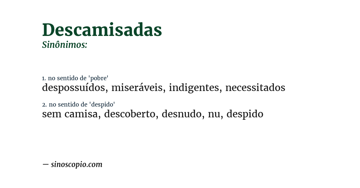 Sinônimo de descamisadas