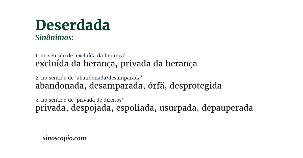 Sinônimo de deserdada