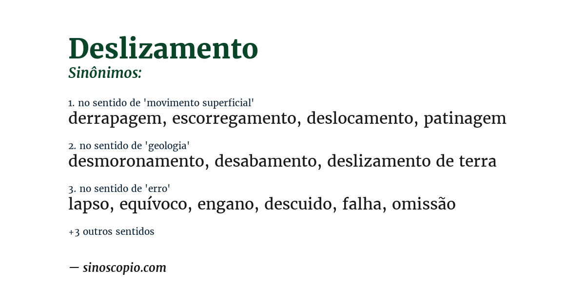 Sinônimo de deslizamento