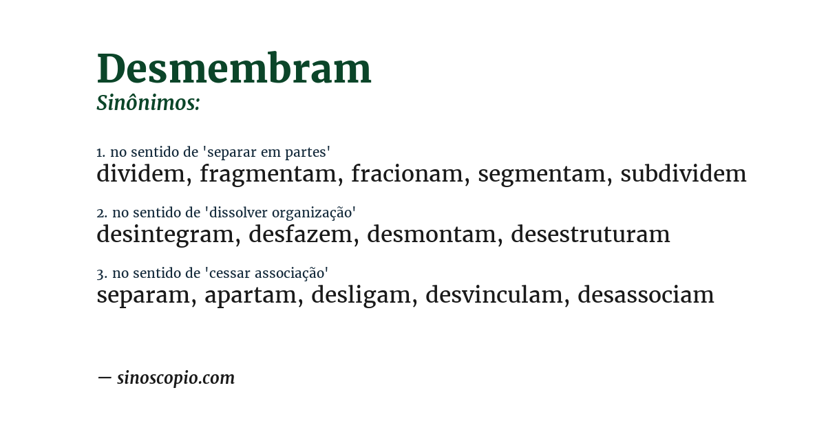 Sinônimo de desmembram