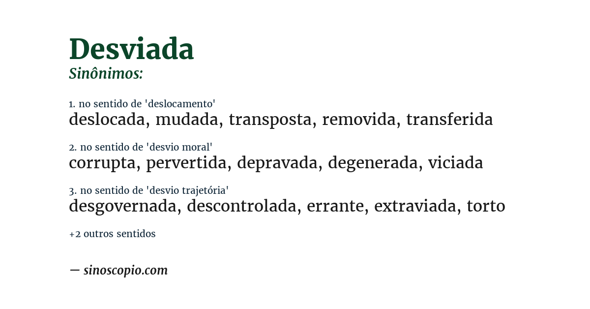 Sinônimo de desviada