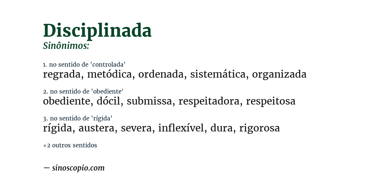 Sinônimo de disciplinada