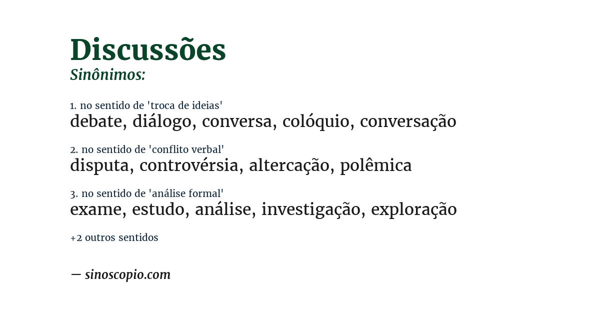 Sinônimo de discussões