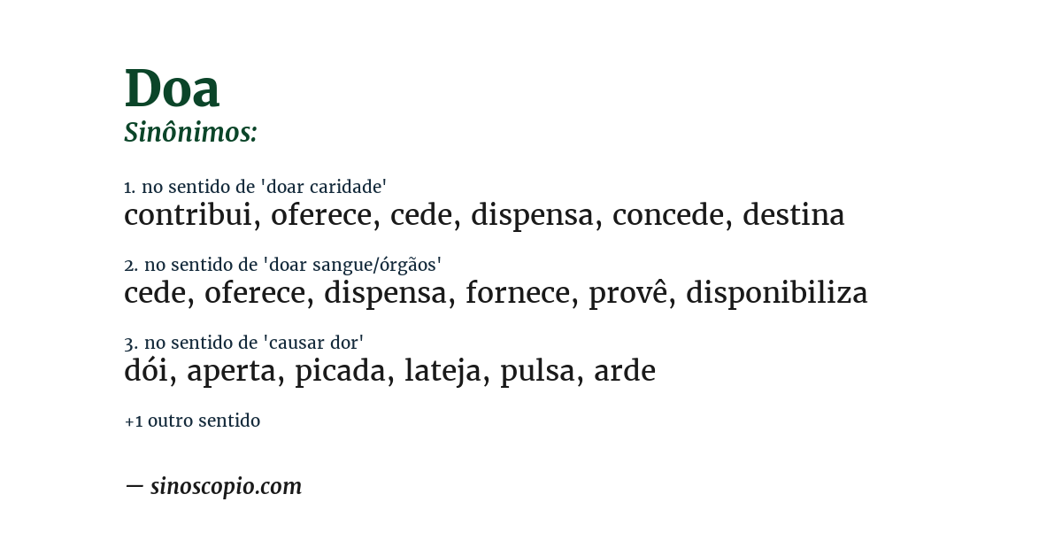 Sinônimo de doa