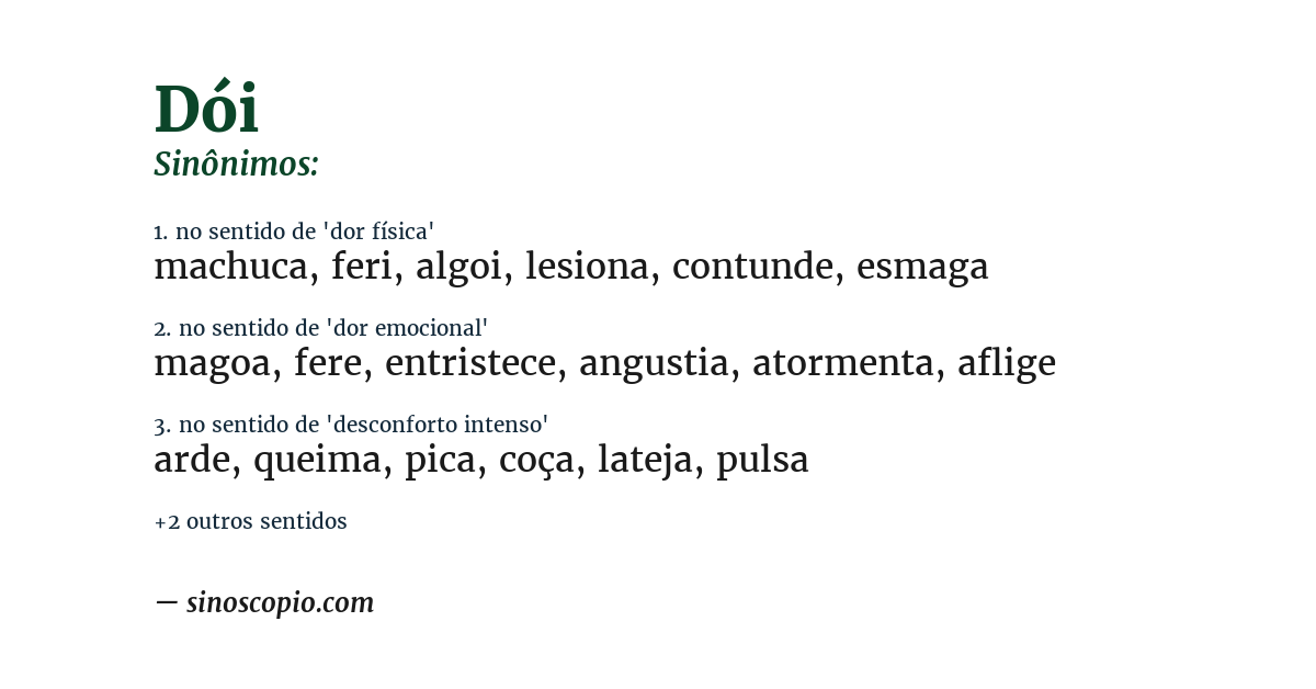 Sinônimo de dói