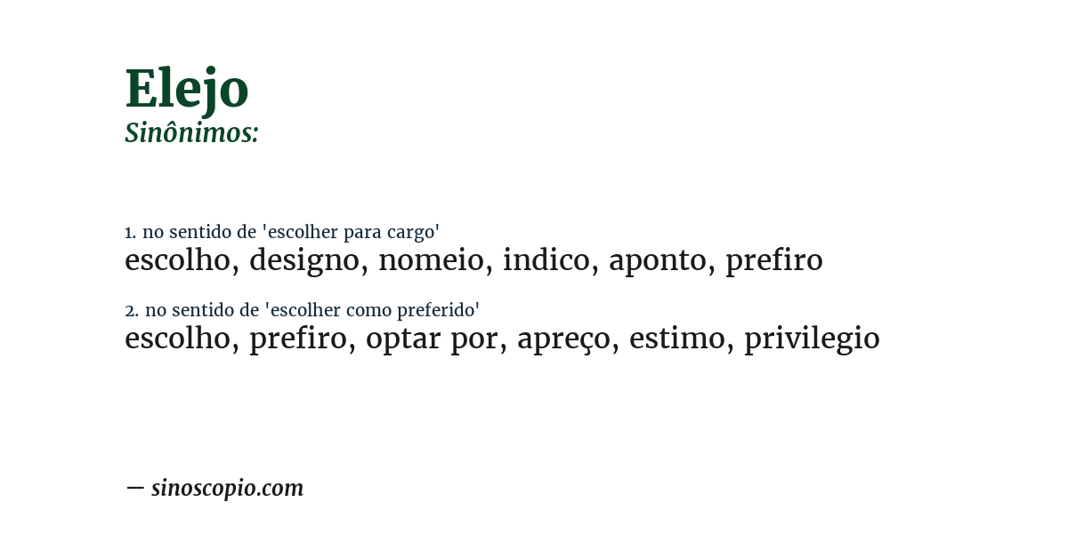 Sinônimo de elejo