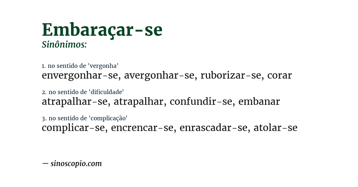Sinônimo de embaraçar-se
