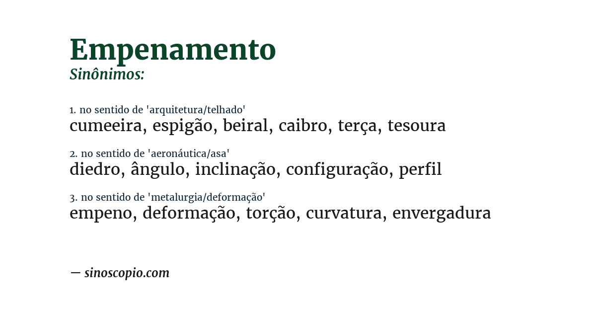 Sinônimo de empenamento