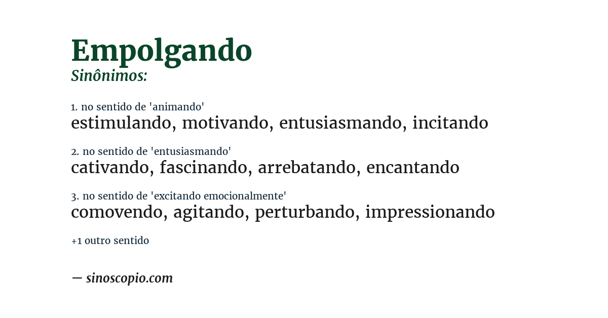 Sinônimo de empolgando