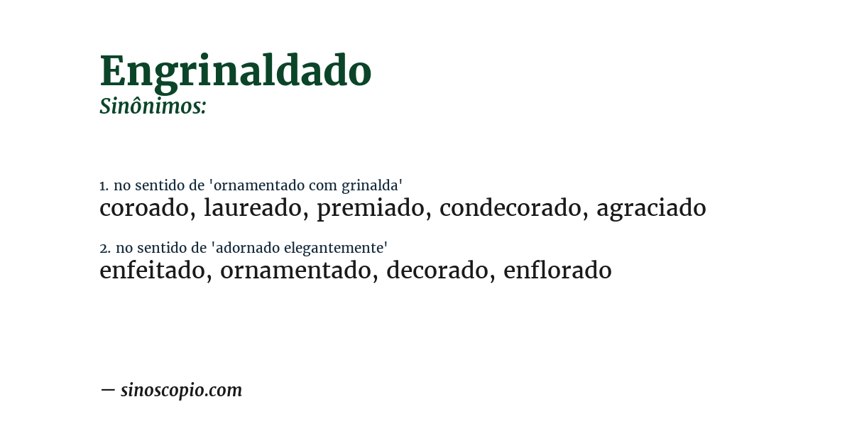 Sinônimo de engrinaldado