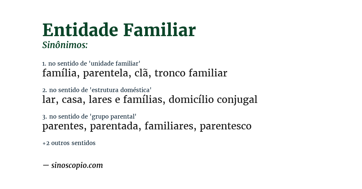 Sinônimo de entidade familiar