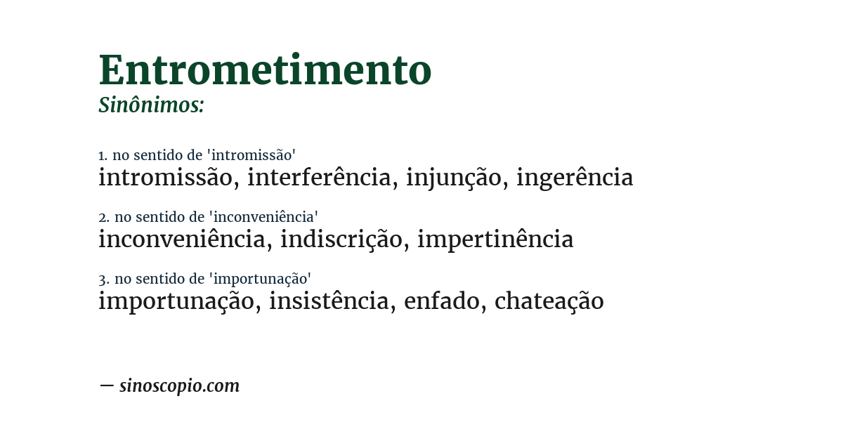 Sinônimo de entrometimento