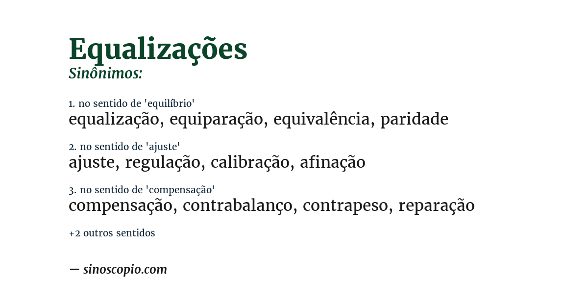 Sinônimo de equalizações