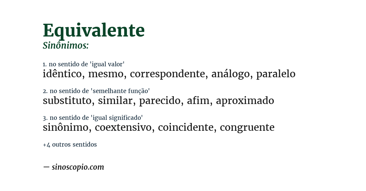 Sinônimo de equivalente